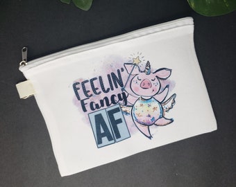 Sminkväska - Pennväska - Sminkväska i canvas - Necessär - Canvasficka med dragkedja - Rolig canvasväska - Söt sminkväska - Feelin Fancy AF