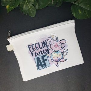 Makeup Bag - Pencil Bag - Canvas Makeup Bag - Toiletry Bag - Canvas Zipper Pouch - Funny Canvas Bag - Cute Makeup Pouch - Feelin Fancy AF