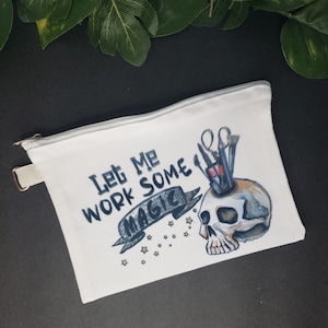 Skull Bag - Makeup Bag - Pencil Bag - Canvas Makeup Bag - Toiletry Bag - Canvas Zipper Pouch - Funny Bag - Makeup Pouch - Witchy Vibes