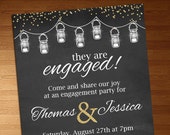 Engagement Invite - Engagement Printable - Rustic Invite - Bridal Shower Invite- Rehearsal Dinner - Wedding Invite - Chalkboard Invite