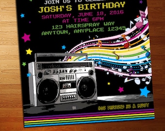80&#39;s Party Invitation - 80s Party - Retro Invite - Birthday Party Invitation - Printable - Retro Party - 80s Invitation - Eighties Party