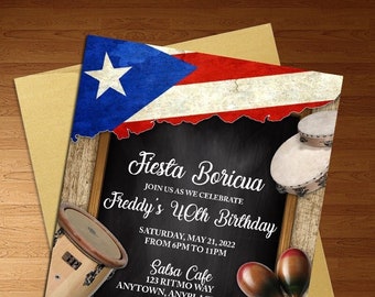 Boricua Party - Hispanic Party - Puerto Rican Invite - Fiesta Boricua - Birthday Invitation - Digital Invite - Digital Download