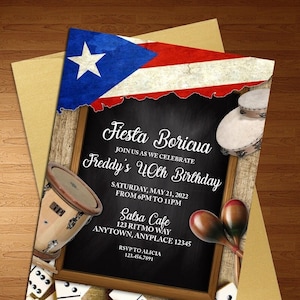 Boricua Party - Hispanic Party - Puerto Rican Invite - Fiesta Boricua - Birthday Invitation - Digital Invite - Digital Download