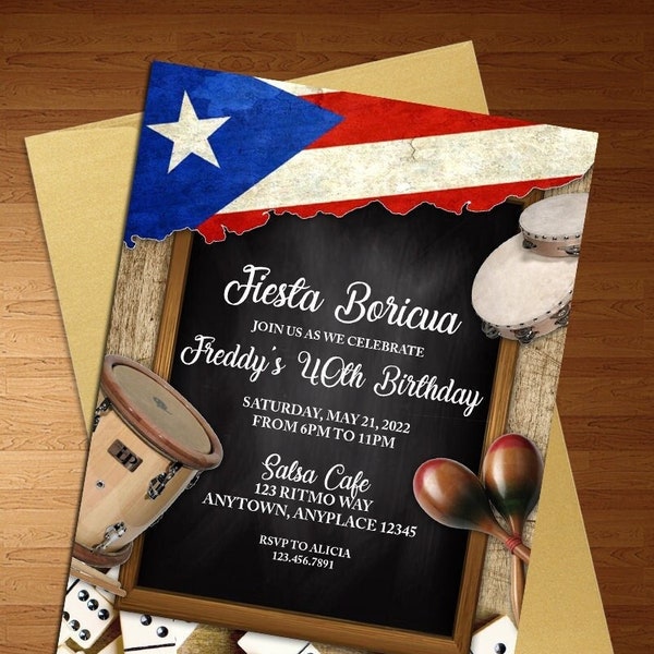 Boricua Party - Hispanic Party - Puerto Rican Invite - Fiesta Boricua - Birthday Invitation - Digital Invite - Digital Download