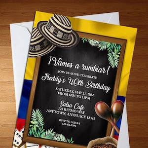 Colombian Party - Hispanic Party - Colombia Invite - Rumba - Birthday Invitation - Digital Invite - Digital Download - Colombian Invitation