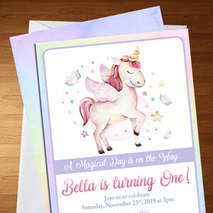 Unicorn Invitation - Unicorn Invite - Unicorn Birthday - Digital Invite - Turning One - Unicorn Theme - Unicorn Party - Unicorn Baby Shower