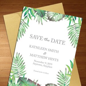 Save the Date Invitation - Tropical Wedding - Birthday Party Invitation - Printable - Palm Tree Theme - Tropical Party - Wedding Invite
