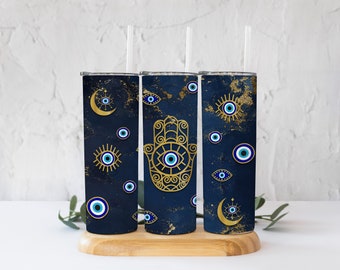 Evil Eye Tumbler - Mal de Ojo Print - Evil Eye Cup - Sublimation Tumbler Design - 20oz Skinny Tumbler Wraps Templates - Digital Download