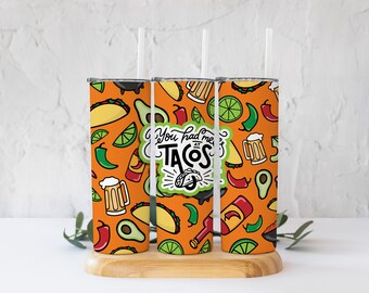 Tacos Tumbler - Tacos Print - You had me at tacos - Cince de Mayo - Sublimation - 20oz Skinny Tumbler Templates - Digital - Seamless Wrap