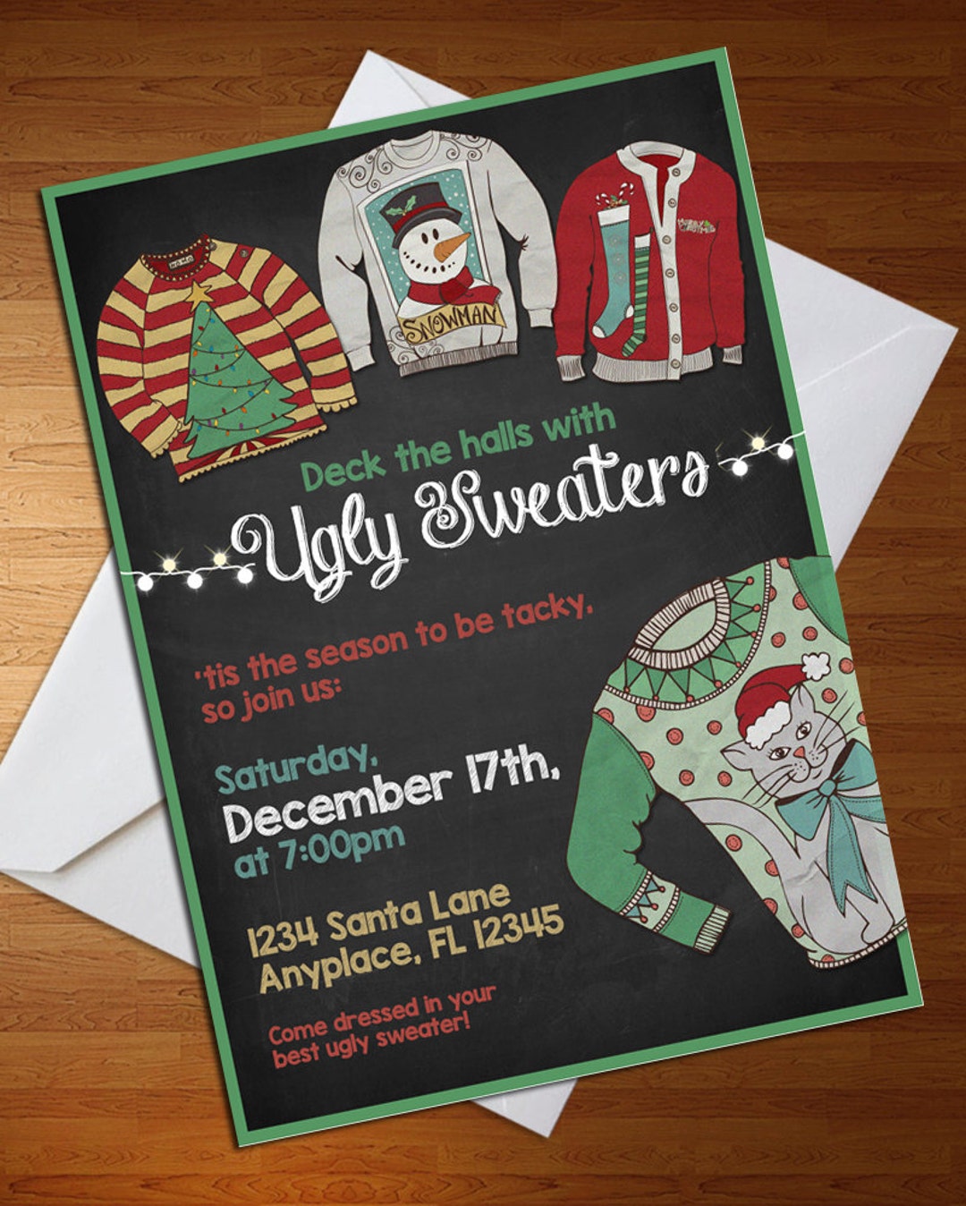 christmas party best dressed and ugly sweater invite Ugly Sweater Party / Christmas Party Invitation / Holiday Party / Chalkboard Invitation / Digital Invitation / Custom Printing