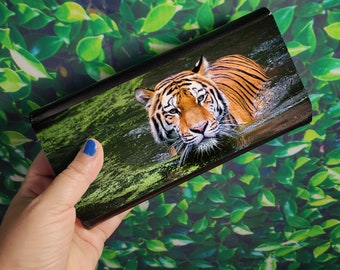 Tiger Faux Leather Wallet - Tiger Inspired Gift Idea - Tiger Print - Gift for Her - Women's Wallet - Custom Wallet - Faux Leather Wallet