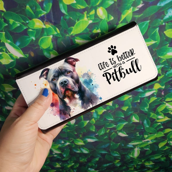 Pitbull Dog - Pit Portrait Wallet - Pitbull Gift - Pittie Dog Mom - Women's Wallet - Dog Mom Gift - Dog Mom Wallet - Faux Leather Wallet