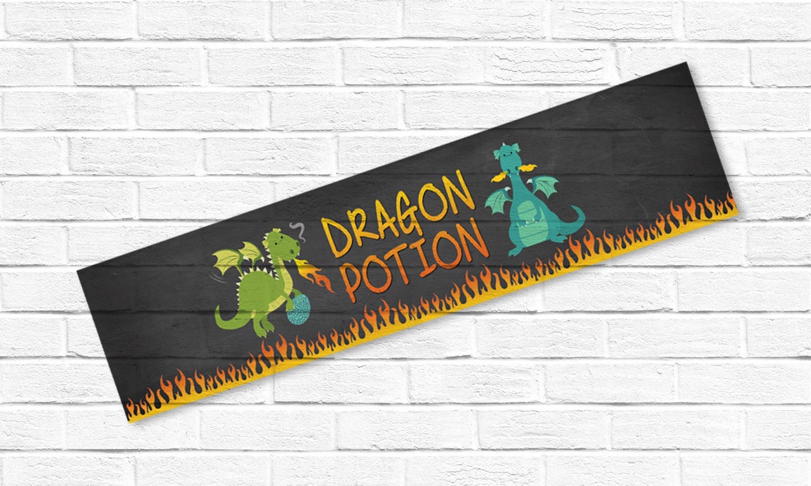 Water Bottle Label Dragon Water Bottles Print at Home Etsy