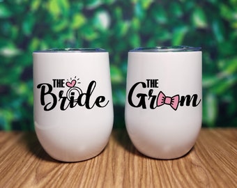 Personalisierte Braut und Bräutigam Weingläser - 12 Unzen Hochzeitsgeschenk
