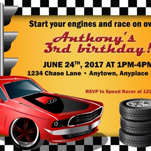 Racing Birthday - Car Invitation - Racer Invitation - Kid Birthday - Digital Invite - Race Car Invitation - Race Car Birthday - Boy Birthday
