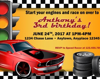 Racing Birthday - Car Invitation - Racer Invitation - Kid Birthday - Digital Invite - Race Car Invitation - Race Car Birthday - Boy Birthday