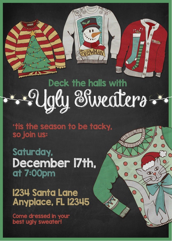 white christmas dresses Editable Ugly Sweater Christmas Party Invitation Eat Drink And Be Ugly