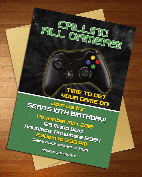 Gamer Invitation Digital Invite Video Game Party Etsy