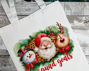 Christmas Character Canvas Tote Bag: Reusable Holiday Shopping Bag
