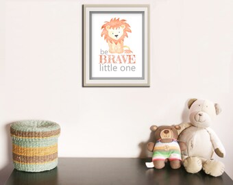 Watercolor Art - Nursery Print - Watercolor Lion - Jungle Theme - Kids Decor - Nursery Decor - Watercolor Animals - Be Brave - Digital Print