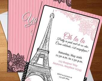 Paris Theme Party - Paris Invitation - Digital Invite - Paris Print Invite - Paris Birthday - Custom Invite - Personalized - Paris Party