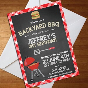 Invitation BBQ - BBQ anniversaire - Invitation barbecue - 21e anniversaire - Invitation numérique - Invitation anniversaire arrière-cour - Chalkboard Invite