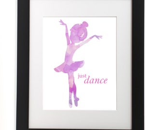 Watercolor Art - Dancer Print - Nursery Print - Girls Room - Watercolor Ballerina - Ballerina Print - Wall Art - Kids Decor - Nursery Decor