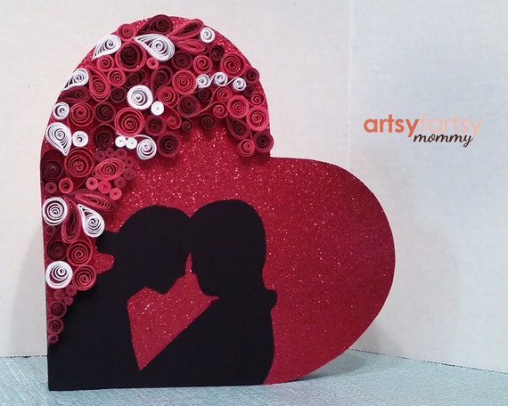 Valentine S Day Wooden Heart Quilling Love Wall Art Etsy