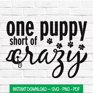 Un cachorro corto de loco SVG - Calcomanía para planchar - Cachorro SVG - SVG divertido - Archivo de corte PNG - Camiseta de perro - Camiseta de la señora loca de los perros - Descarga instantánea
