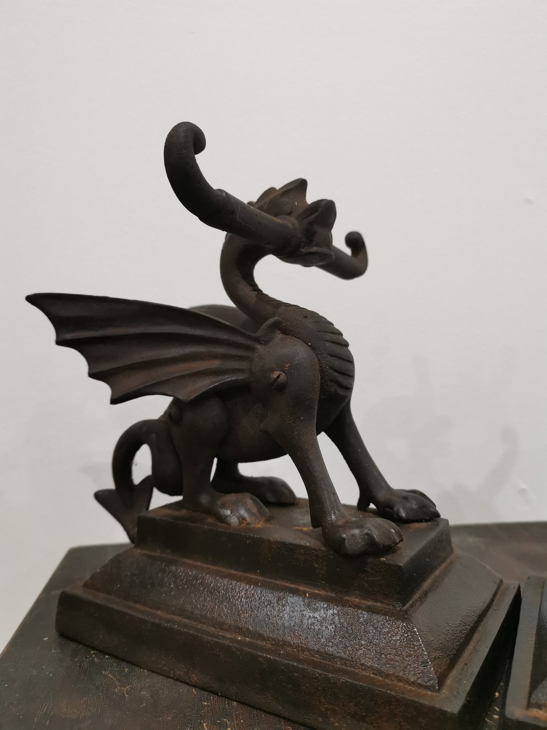 19 Th Century Antique Original Dragon Fire Dogs for Fireplace, Nice