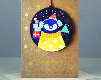 Penguin Christmas Card Decoration