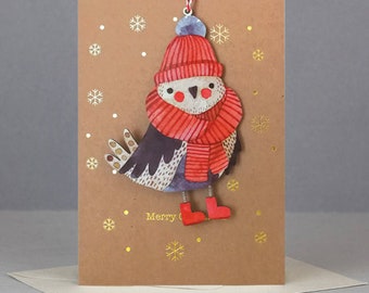Red Robin Decoración de tarjeta de Navidad