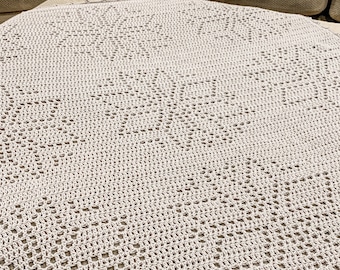 Nordic Snowflake Baby Blanket Crochet Pattern | Christmas Filet Crochet Pattern | Crochet Snowflake Throw Pattern | Snowflake Afghan Pattern