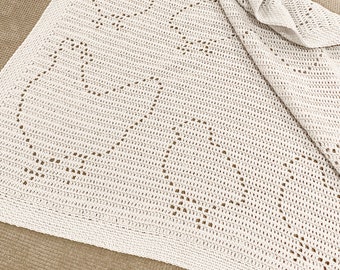 Hen & Peep Blanket | Filet Crochet Blanket Pattern | Baby Blanket Crochet Pattern | Filet Blanket | Filet Crochet Pattern | Chicken | Chicks