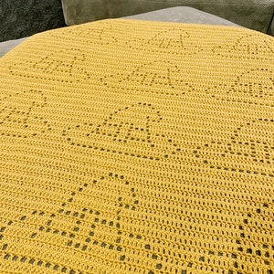 Filet Crochet Blanket Pattern | Halloween Crochet | Witch Hat | Wizard Hat | Halloween Blanket | Halloween Home Decor | Crochet Baby Blanket