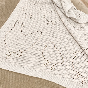 Hen & Peep Blanket | Filet Crochet Blanket Pattern | Baby Blanket Crochet Pattern | Filet Blanket | Filet Crochet Pattern | Chicken | Chicks