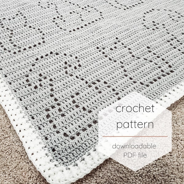Aidan & Nadia Blanket | Filet Crochet Blanket Pattern | Baby Blanket Crochet Pattern | Filet Blanket | Filet Crochet Pattern | Cats | Dogs