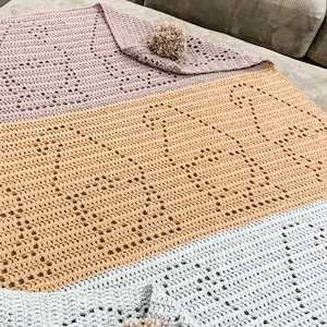 Callan Blanket | Filet Crochet Blanket Pattern | Baby Blanket Crochet Pattern | Filet Blanket | Filet Crochet Pattern | Gnomes | Christmas