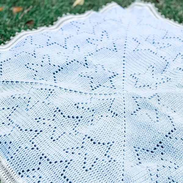 Nova Blanket | Filet Crochet Blanket Pattern | Baby Blanket Crochet Pattern | Filet Blanket | Filet Crochet Pattern | Stars | Granny Square