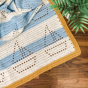 Crew Blanket | Filet Crochet Blanket Pattern | Baby Blanket Crochet Pattern | Filet Blanket | Filet Crochet Pattern | Sailboats | Sailor