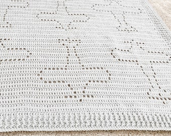 Amelia Blanket | Filet Crochet Blanket Pattern | Baby Blanket Crochet Pattern | Filet Blanket | Filet Crochet Pattern | Vehicles | Airplanes