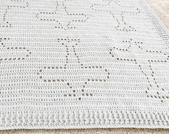 Amelia Blanket | Filet Crochet Blanket Pattern | Baby Blanket Crochet Pattern | Filet Blanket | Filet Crochet Pattern | Vehicles | Airplanes