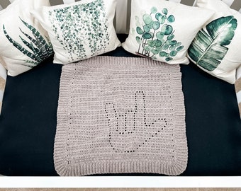 Filet Crochet Lovey Pattern | Lovey Blanket Pattern | Preemie Blanket | Crochet Security Blanket | I Love You Sign Language | Mabel Lovey