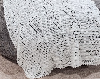Motif de couverture en filet au crochet | Couverture en ruban de sensibilisation au cancer | Modèle de couverture au crochet pour cancer du sein | Modèle de couverture facile au crochet