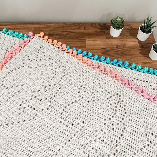 Celestia Blanket | Filet Crochet Blanket Pattern | Baby Blanket Crochet Pattern | Filet Blanket | Filet Crochet Pattern | Unicorn | Girl