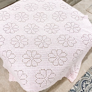 Fleur Blanket | Filet Crochet Blanket Pattern | Baby Blanket Crochet Pattern | Filet Blanket | Filet Crochet Pattern | Flowers | Plants