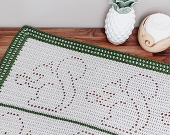 Sandra Blanket | Filet Crochet Blanket Pattern | Baby Blanket Crochet Pattern | Filet Blanket | Filet Crochet Pattern | Squirrels | Woodland