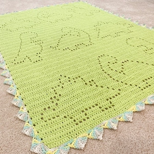 Filet Crochet Blanket Pattern | Baby Blanket Crochet Pattern | Filet Blanket | Filet Crochet Pattern | Dinosaurs | T-Rex | Tripp Blanket