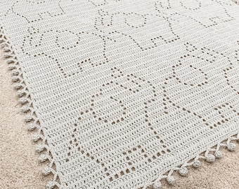 Filet Crochet Blanket Pattern | Baby Blanket Crochet Pattern | Filet Blanket | Filet Crochet Pattern | Elephant | Animals | Penelope Blanket