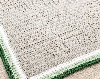 Sidney Blanket | Filet Crochet Blanket Pattern | Baby Blanket Crochet Pattern | Filet Blanket | Filet Crochet Pattern | Sloths | Animals